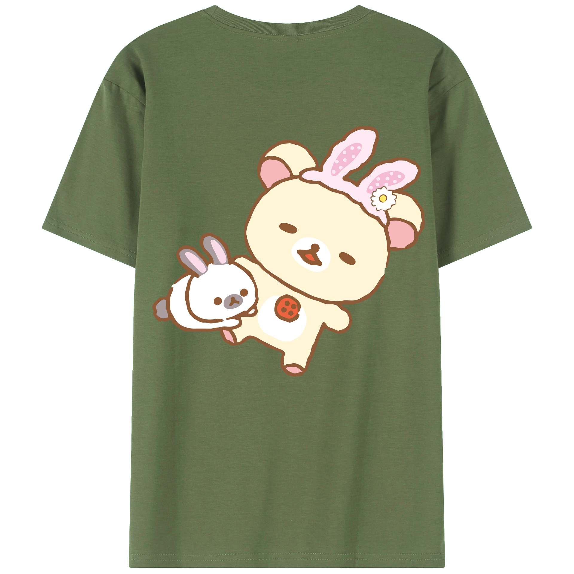 （画像用） リラックマ リラックマ キイロイトリ Rilakkuma Korilakkuma Kiiroitori 綿100％ メンズ半袖Tシャツ（バックプリント） 通気性